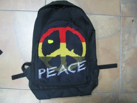 Peace rasta  ruksak čierny, 100% polyester. Rozmery: Výška 42 cm, šírka 34 cm, hĺbka až 22 cm pri plnom obsahu